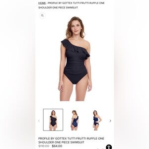 PROFILE BY GOTTEX SZ 14 TUTTI FRUTTI RUFFLE ONE SHOULDER ONE PIECE SWIMSUIT